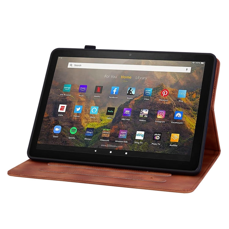 For Amazon Fire HD10 / HD10 Plus 2021 Lily Embossed Leather Smart Tablet Case(Brown)