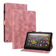 For Amazon Fire HD10 / HD10 Plus 2021 Lily Embossed Leather Smart Tablet Case(Pink)