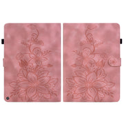 For Amazon Fire HD10 / HD10 Plus 2021 Lily Embossed Leather Smart Tablet Case(Pink)