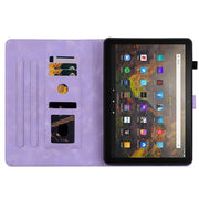 For Amazon Fire HD10 / HD10 Plus 2021 Lily Embossed Leather Smart Tablet Case(Purple)