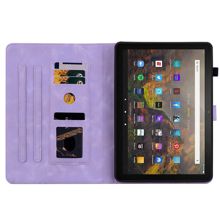 For Amazon Fire HD10 / HD10 Plus 2021 Lily Embossed Leather Smart Tablet Case(Purple)