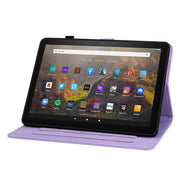 For Amazon Fire HD10 / HD10 Plus 2021 Lily Embossed Leather Smart Tablet Case(Purple)