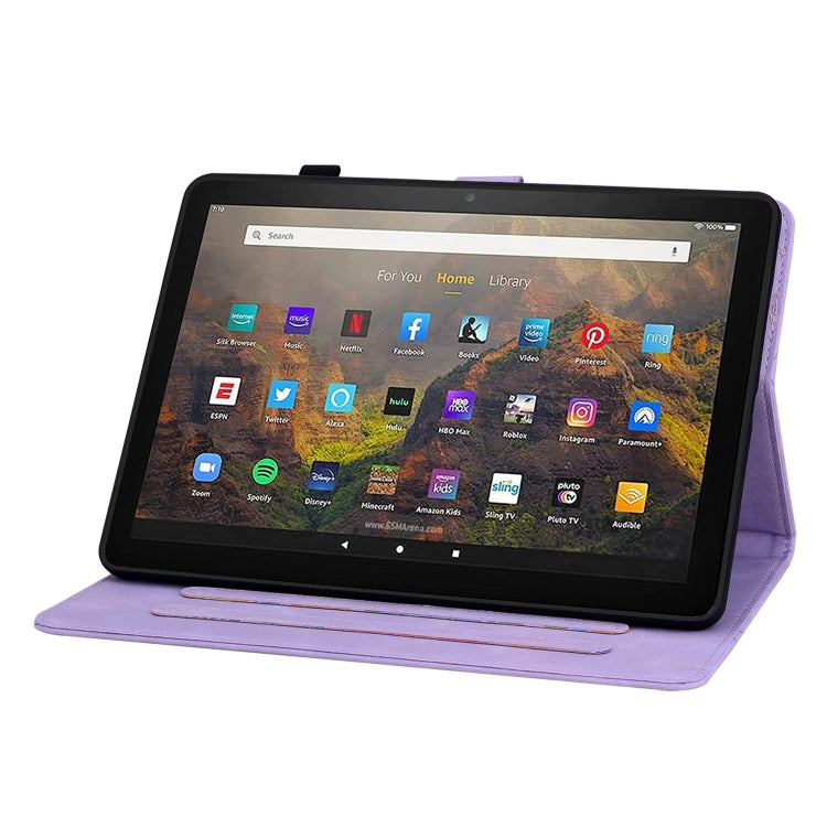 For Amazon Fire HD10 / HD10 Plus 2021 Lily Embossed Leather Smart Tablet Case(Purple)