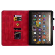 For Amazon Fire HD10 / HD10 Plus 2021 Lily Embossed Leather Smart Tablet Case(Red)