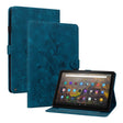 For Amazon Fire HD10 / HD10 Plus 2021 Lily Embossed Leather Smart Tablet Case(Dark Blue) - free shipping - PMC TechLife - Order now!