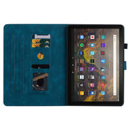For Amazon Fire HD10 / HD10 Plus 2021 Lily Embossed Leather Smart Tablet Case(Dark Blue)