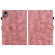 For Lenovo Tab M11/Xiaoxin Pad 11 2024 Lily Embossed Leather Tablet Case(Pink)