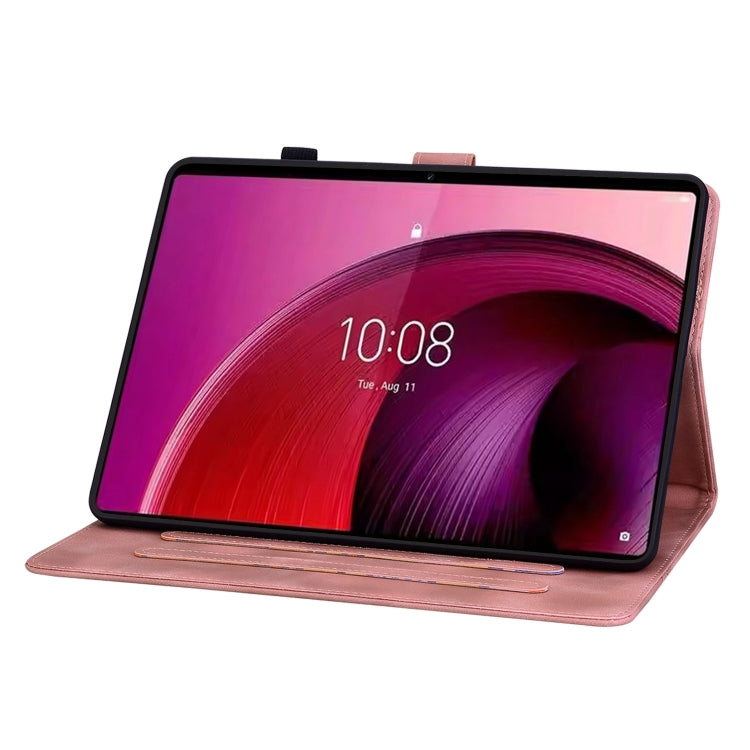 For Lenovo Tab M11/Xiaoxin Pad 11 2024 Lily Embossed Leather Tablet Case(Pink)
