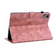 For Lenovo Tab M11/Xiaoxin Pad 11 2024 Lily Embossed Leather Tablet Case(Pink)
