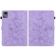 For Lenovo Tab M11/Xiaoxin Pad 11 2024 Lily Embossed Leather Tablet Case(Purple)