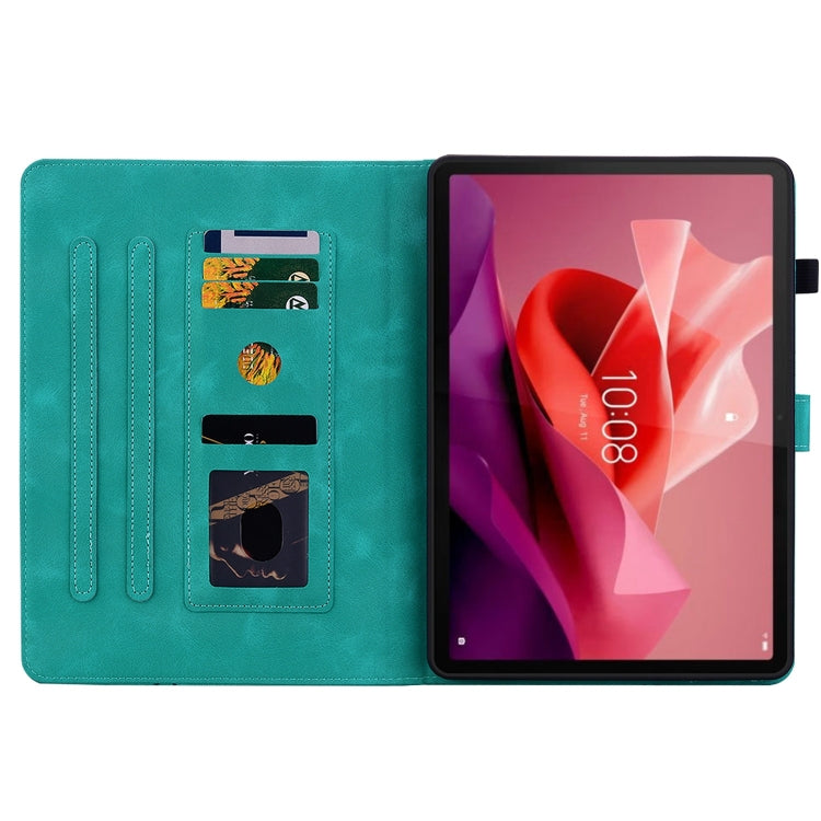 For Lenovo Tab P12 12.7 Lily Embossed Leather Tablet Case(Green)