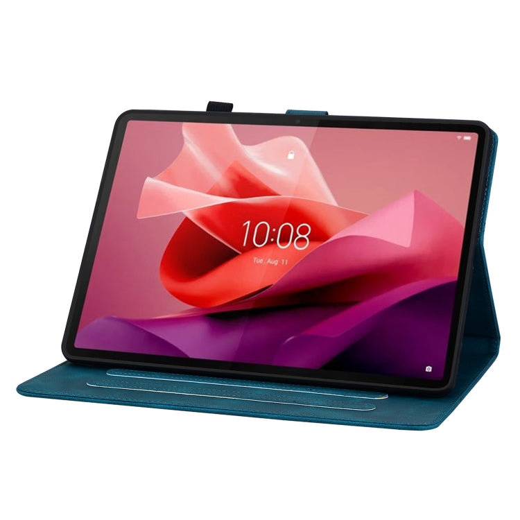 For Lenovo Tab P12 12.7 Lily Embossed Leather Tablet Case(Green)