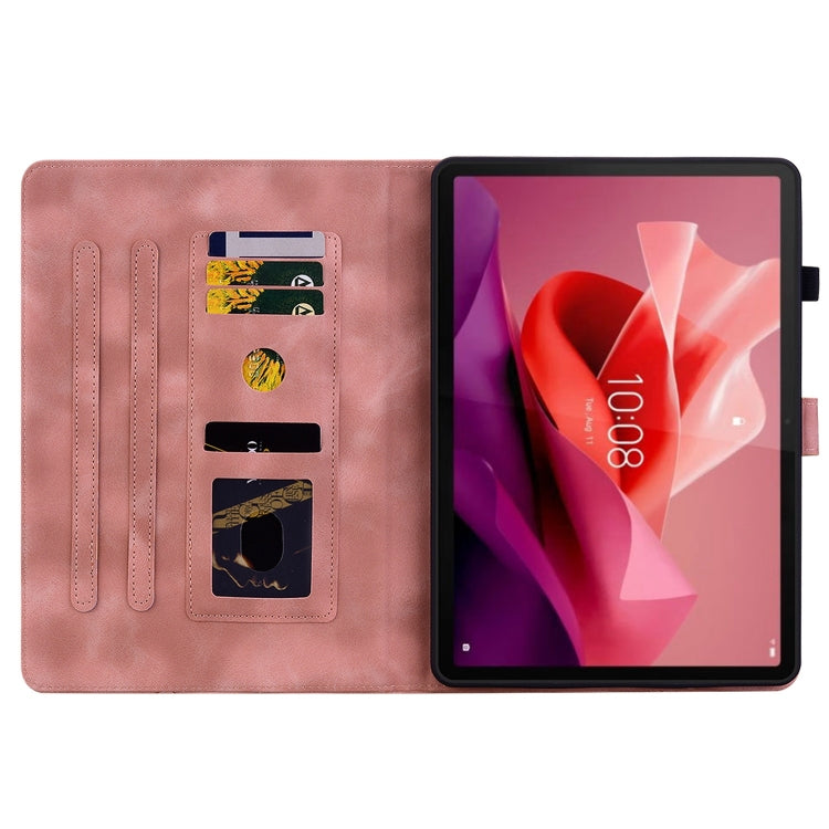 For Lenovo Tab P12 12.7 Lily Embossed Leather Tablet Case(Pink)