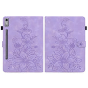 For Lenovo Tab P12 12.7 Lily Embossed Leather Tablet Case(Purple)