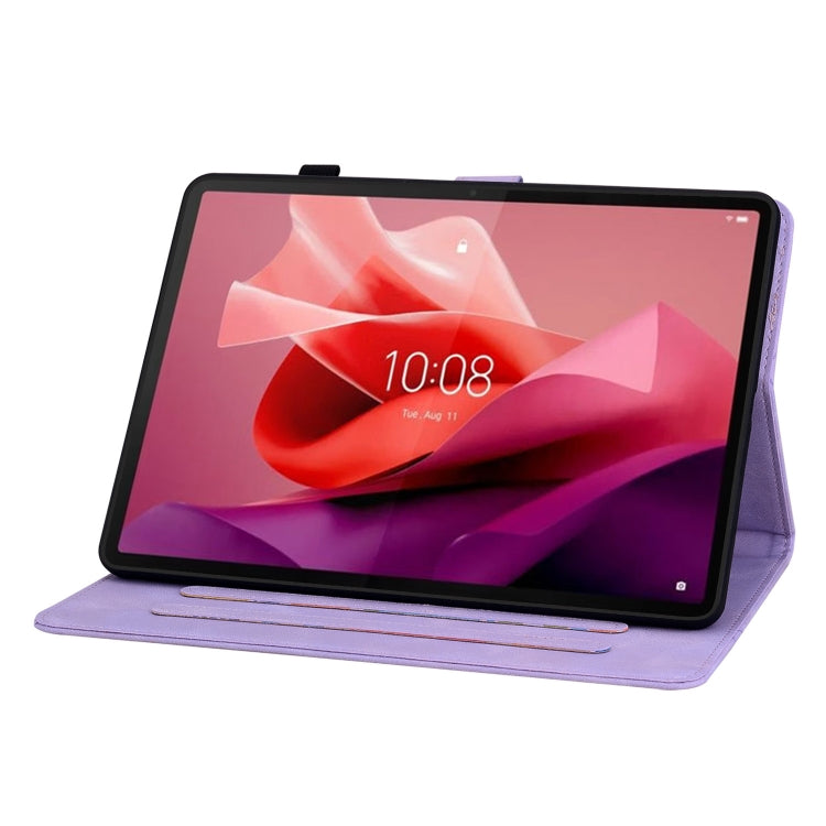 For Lenovo Tab P12 12.7 Lily Embossed Leather Tablet Case(Purple)