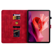 For Lenovo Tab P12 12.7 Lily Embossed Leather Tablet Case(Red)