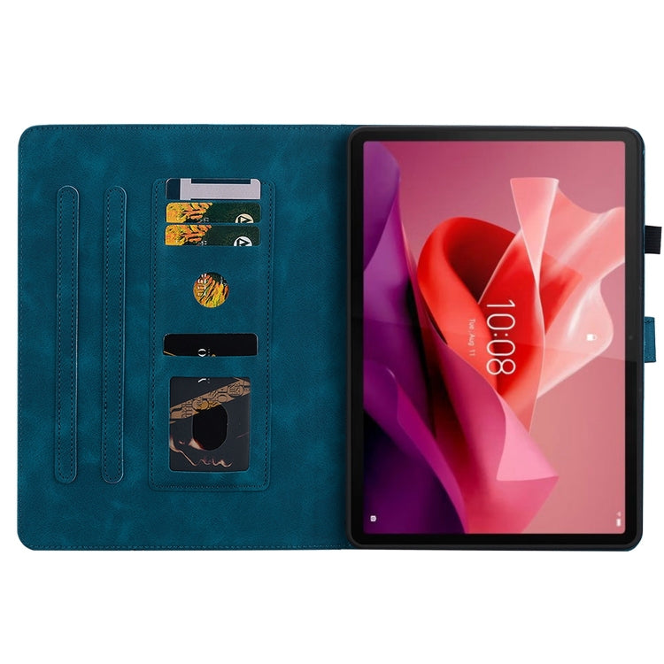 For Lenovo Tab P12 12.7 Lily Embossed Leather Tablet Case(Dark Blue)