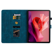 For Lenovo Tab P12 12.7 Lily Embossed Leather Tablet Case(Dark Blue)
