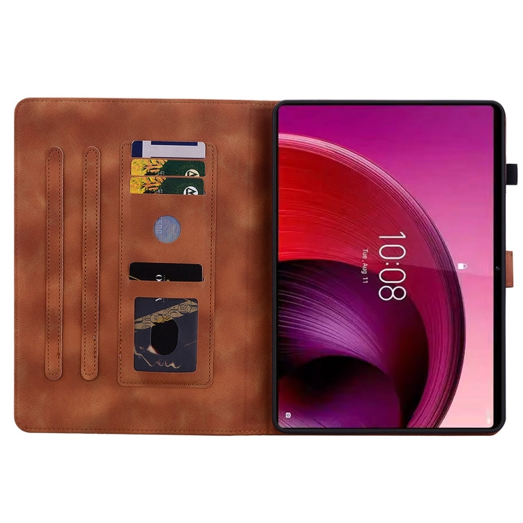 For Lenovo Tab M10 5G 2023 Lily Embossed Leather Tablet Case(Brown)