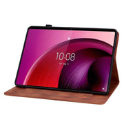 For Lenovo Tab M10 5G 2023 Lily Embossed Leather Tablet Case(Brown)