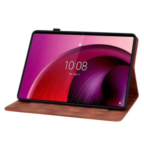 For Lenovo Tab M10 5G 2023 Lily Embossed Leather Tablet Case(Brown)