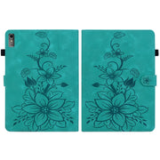 For Lenovo Tab M10 5G 2023 Lily Embossed Leather Tablet Case(Green)