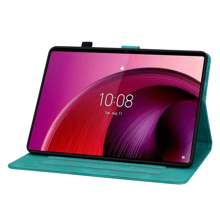 For Lenovo Tab M10 5G 2023 Lily Embossed Leather Tablet Case(Green)