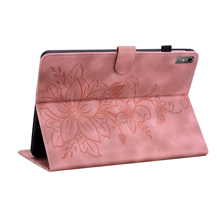 For Lenovo Tab M10 5G 2023 Lily Embossed Leather Tablet Case(Pink)