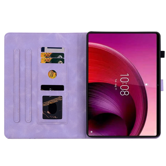 For Lenovo Tab M10 5G 2023 Lily Embossed Leather Tablet Case(Purple)