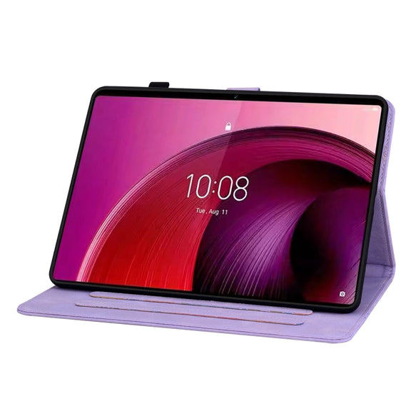 For Lenovo Tab M10 5G 2023 Lily Embossed Leather Tablet Case(Purple)