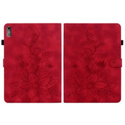 For Lenovo Tab M10 5G 2023 Lily Embossed Leather Tablet Case(Red)