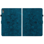For Lenovo Tab M10 5G 2023 Lily Embossed Leather Tablet Case(Dark Blue)