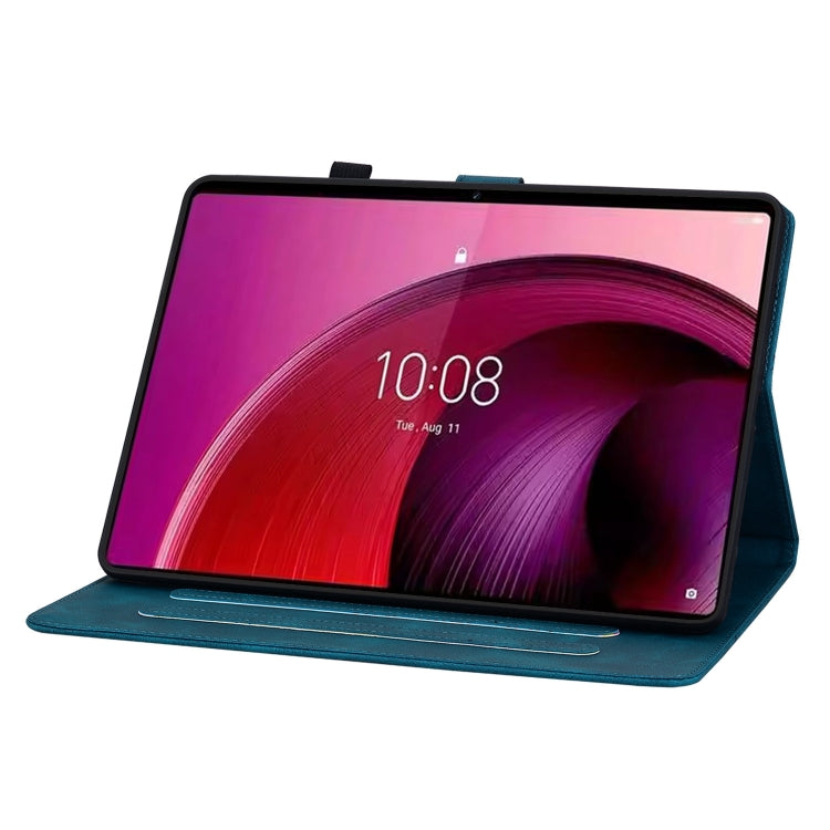 For Lenovo Tab M10 5G 2023 Lily Embossed Leather Tablet Case(Dark Blue)