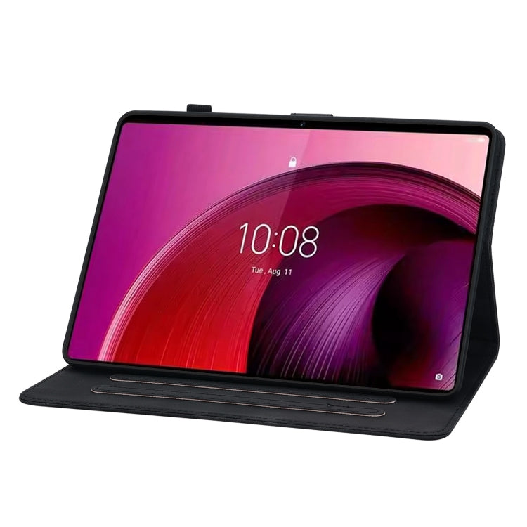 For Lenovo Tab M10 5G 2023 Lily Embossed Leather Tablet Case(Black)