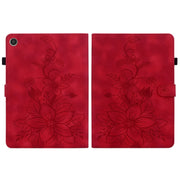 For Lenovo Tab M8 4th Gen TB300FU Lily Embossed Leather Tablet Case(Red)