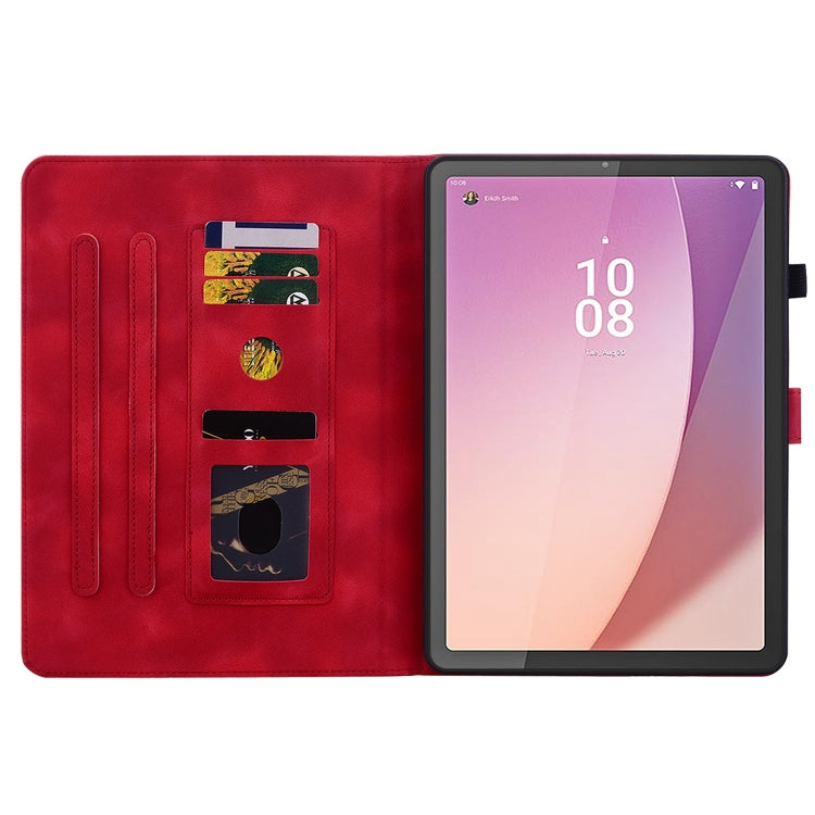 For Lenovo Tab M8 4th Gen TB300FU Lily Embossed Leather Tablet Case(Red)