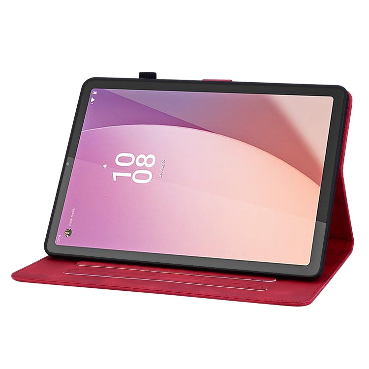 For Lenovo Tab M8 4th Gen TB300FU Lily Embossed Leather Tablet Case(Red)