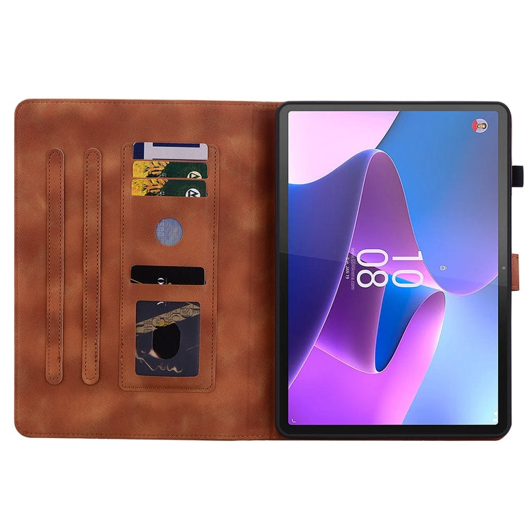 For Lenovo Tab P11 Pro Gen 2 11.2 Lily Embossed Leather Tablet Case(Brown)