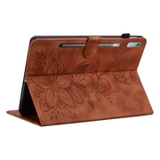 For Lenovo Tab P11 Pro Gen 2 11.2 Lily Embossed Leather Tablet Case(Brown)