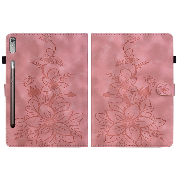 For Lenovo Tab P11 Pro Gen 2 11.2 Lily Embossed Leather Tablet Case(Pink)