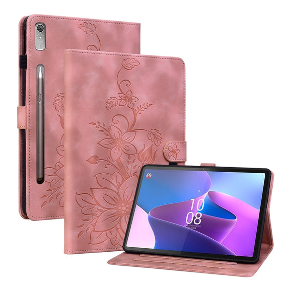 For Lenovo Tab P11 Pro Gen 2 11.2 Lily Embossed Leather Tablet Case(Pink)