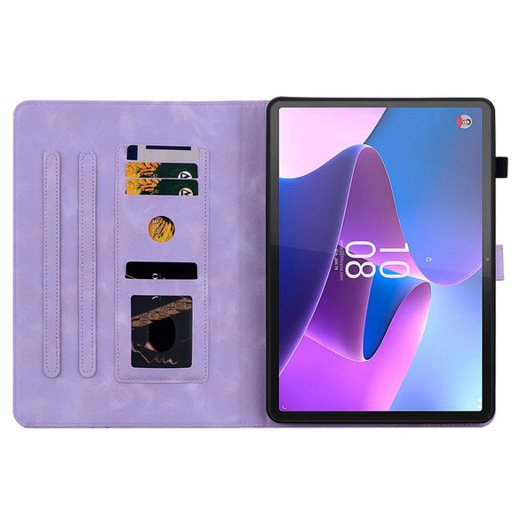 For Lenovo Tab P11 Pro Gen 2 11.2 Lily Embossed Leather Tablet Case(Purple)