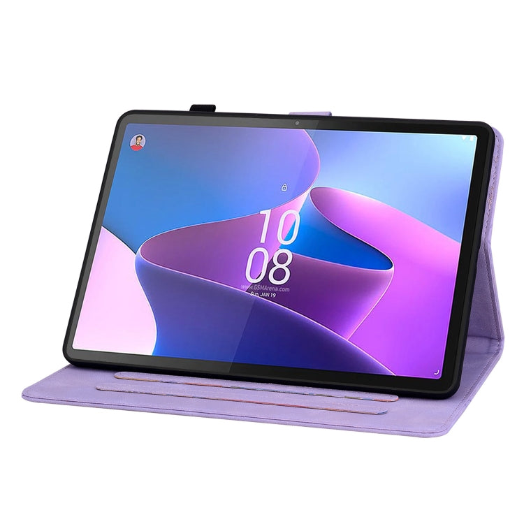 For Lenovo Tab P11 Pro Gen 2 11.2 Lily Embossed Leather Tablet Case(Purple)