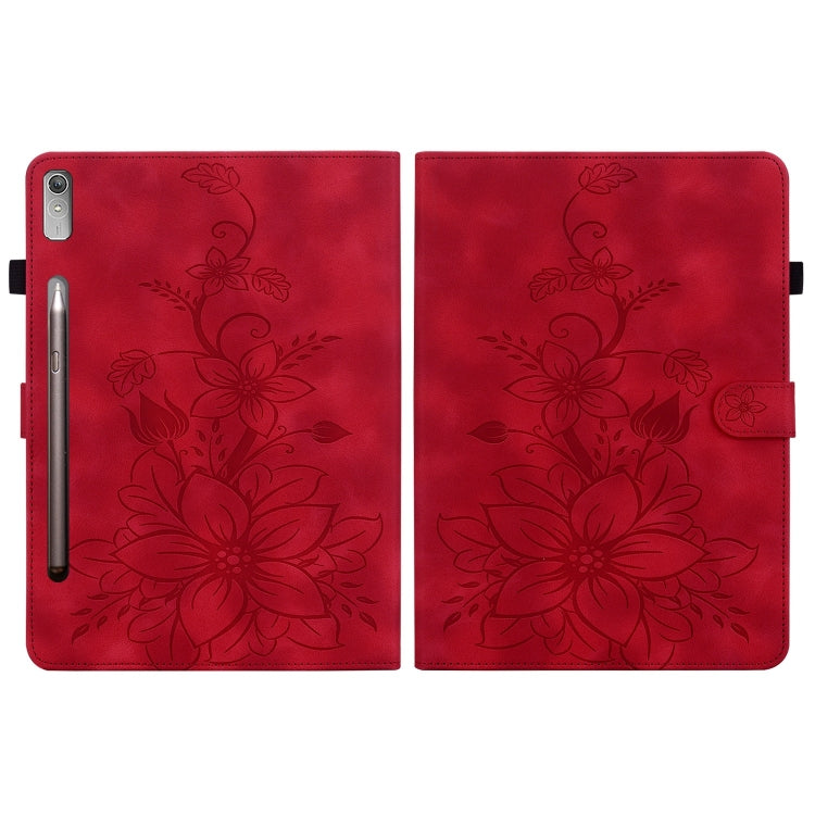 For Lenovo Tab P11 Pro Gen 2 11.2 Lily Embossed Leather Tablet Case(Red)