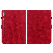 For Lenovo Tab P11 Pro Gen 2 11.2 Lily Embossed Leather Tablet Case(Red)