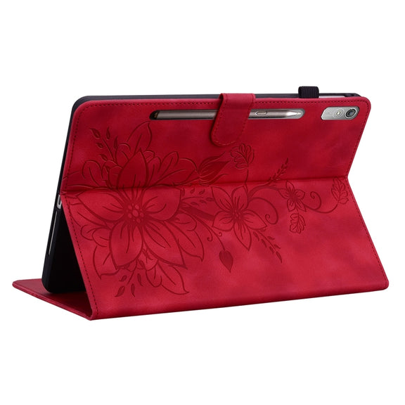 For Lenovo Tab P11 Pro Gen 2 11.2 Lily Embossed Leather Tablet Case(Red)