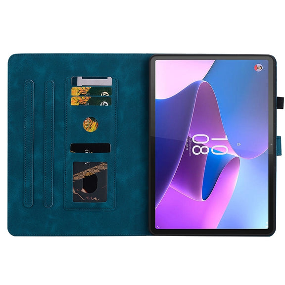 For Lenovo Tab P11 Pro Gen 2 11.2 Lily Embossed Leather Tablet Case(Dark Blue)