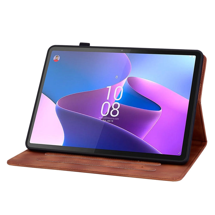 For Lenovo Tab P11 Gen 2 11.5 Lily Embossed Leather Tablet Case(Brown)