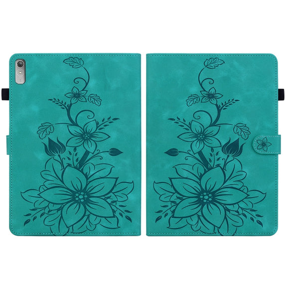 For Lenovo Tab P11 Gen 2 11.5 Lily Embossed Leather Tablet Case(Green)