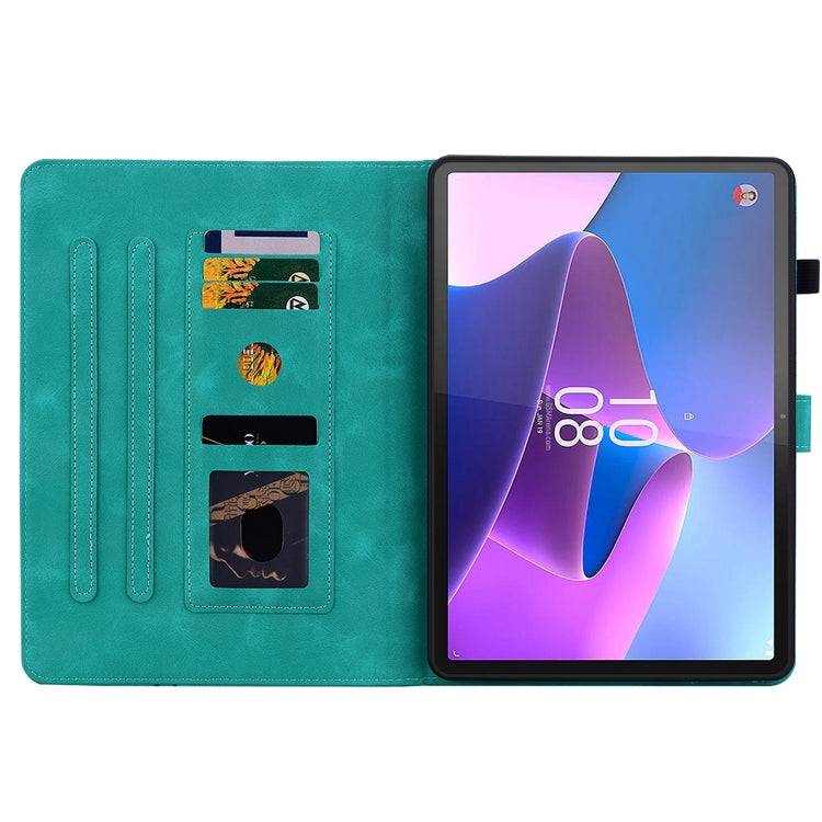 For Lenovo Tab P11 Gen 2 11.5 Lily Embossed Leather Tablet Case(Green)